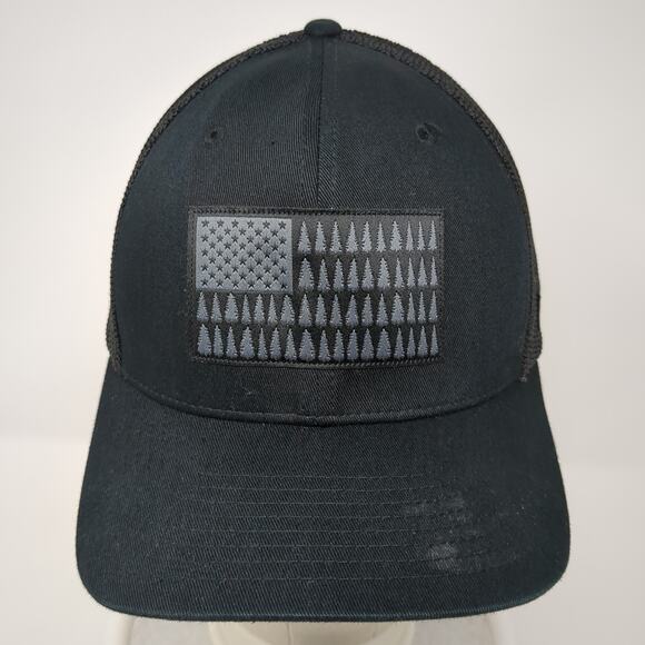 Tree Flag Fitted Mesh Back Trucker Hat Black XL Outdoor Columbia - Picture 2 of 9